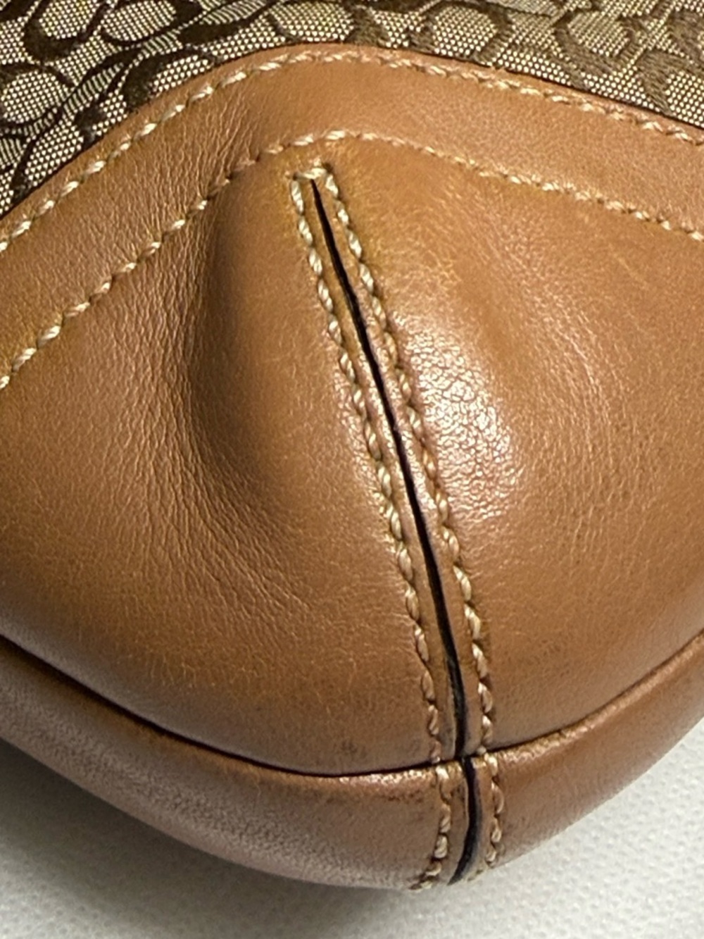 Coach Brown Leather Soho Buckle Flap Shoulder Bag Signature C’s Canvas - Picture 16 of 16